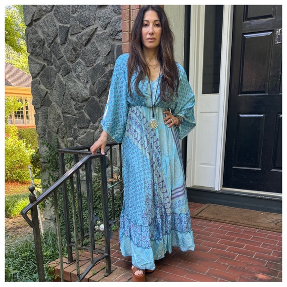 ShopEvelynne Dresses & Skirts - 45 Beautiful Boho Silk Blend One of Kind Maxi Dress